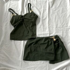 2 piece olive green tankini - size 8 never worn